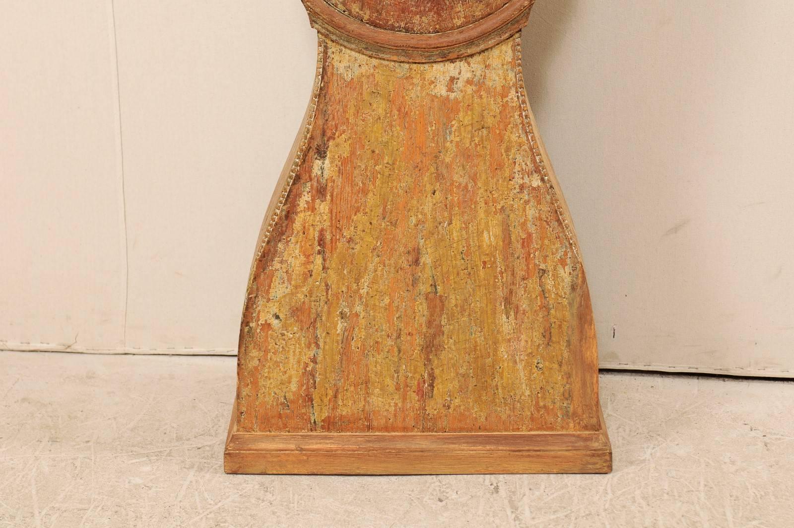 19th Century Swedish Painted Wood Longcase / Floor Clock with Scraped Finish For Sale 5