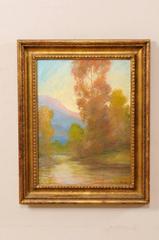 David Stirling, American Artist Oil Painting in Frame of Romantic Mountain Scene