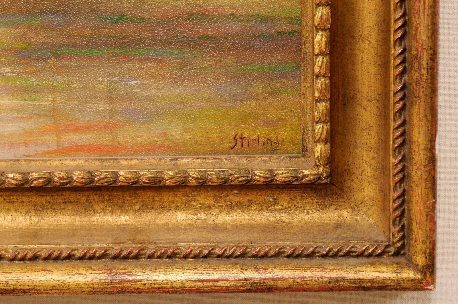 David Stirling, American Artist Oil Painting in Frame of Romantic Mountain Scene In Good Condition For Sale In Atlanta, GA