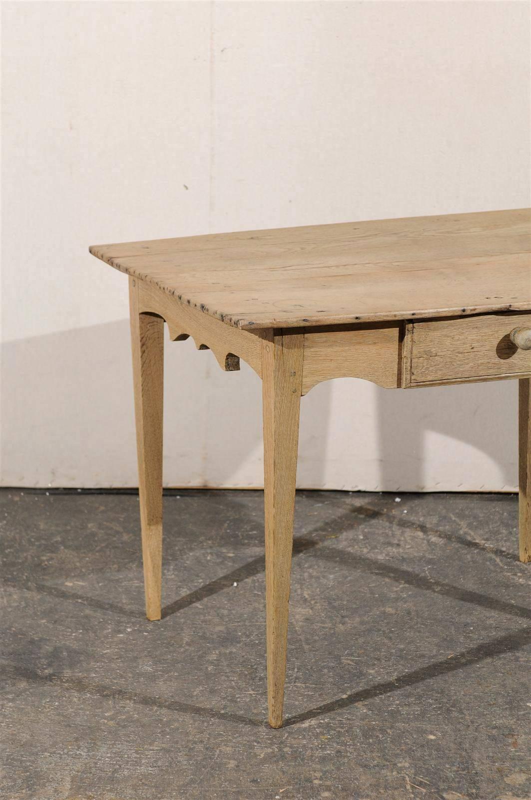 Carved French Early 19th Century Side Table with a Single Drawer and Tapered Legs