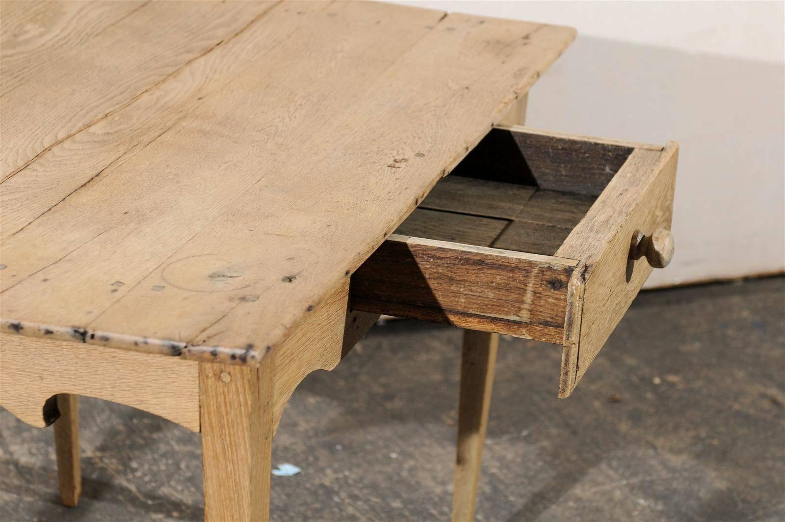 Wood French Early 19th Century Side Table with a Single Drawer and Tapered Legs