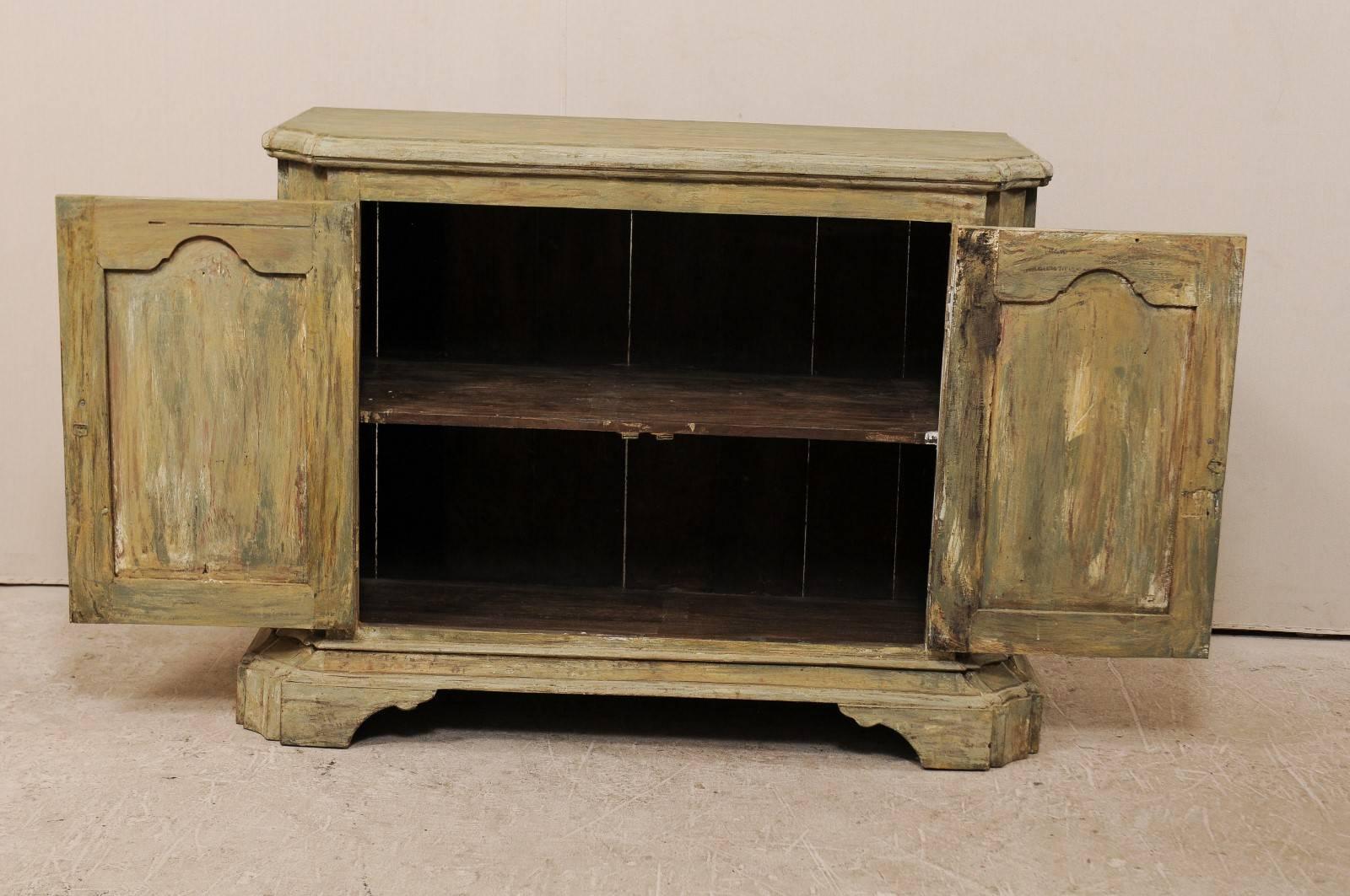 Pair of Custom American Two-Door Painted Wood Buffet Consoles with Bracket Feet 1