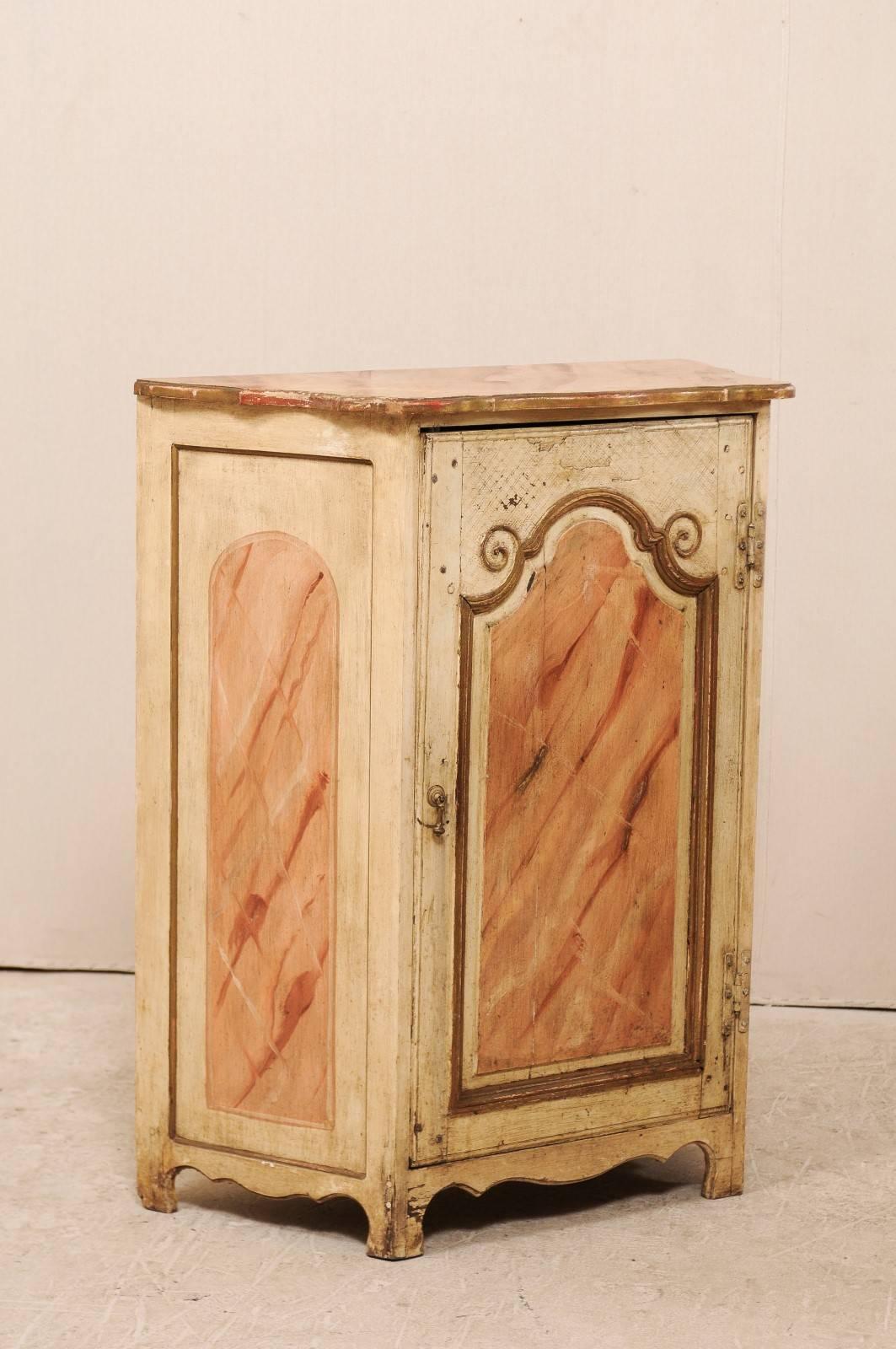 Pair of Italian Early 20th Century Small Painted Wood Commodini with Faux Marble In Good Condition For Sale In Atlanta, GA