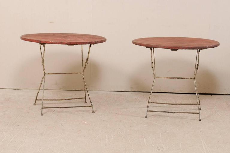 Pair of French Vintage Bistrot / Café Folding Patio / Porch Tables with