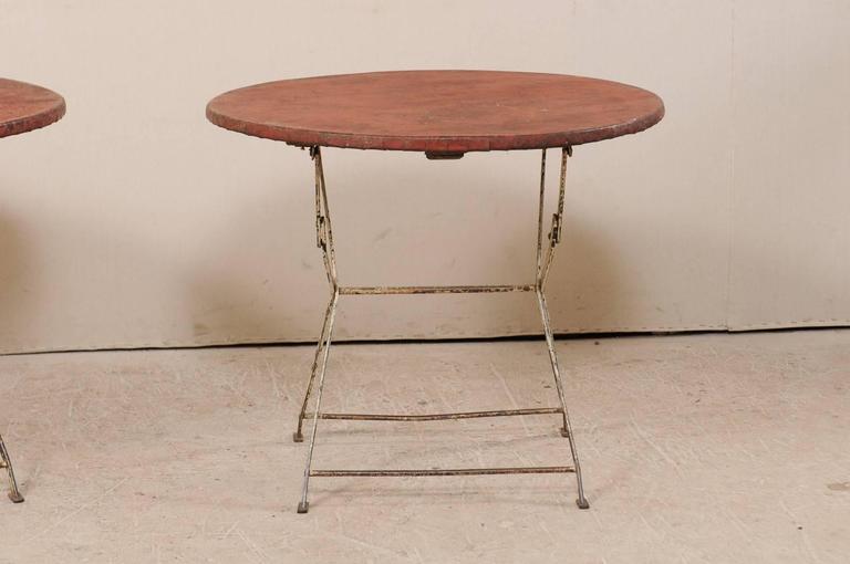 Pair of French Vintage Bistrot / Café Folding Patio / Porch Tables with