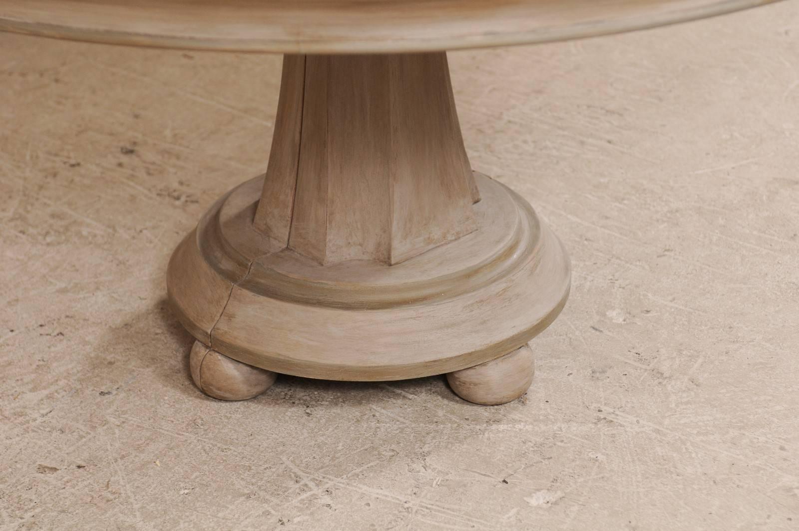 Vintage Large Round Pedestal Table with Unique Antiqued Mirrored Top 3