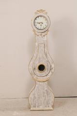19th Century Floor Clock with Scraped Paint, Gold Accents and Original Parts