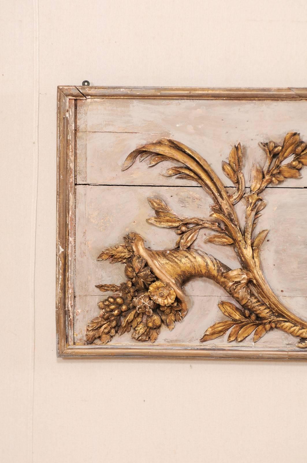 18th Century Italian Wood Carved Wall Plaque with Gold and Bronze Colored Decor In Good Condition In Atlanta, GA
