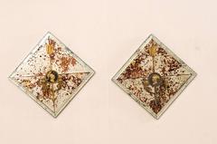 Pair of French Églomisé Mirrored Candle Sconces with Roman Figures at Center