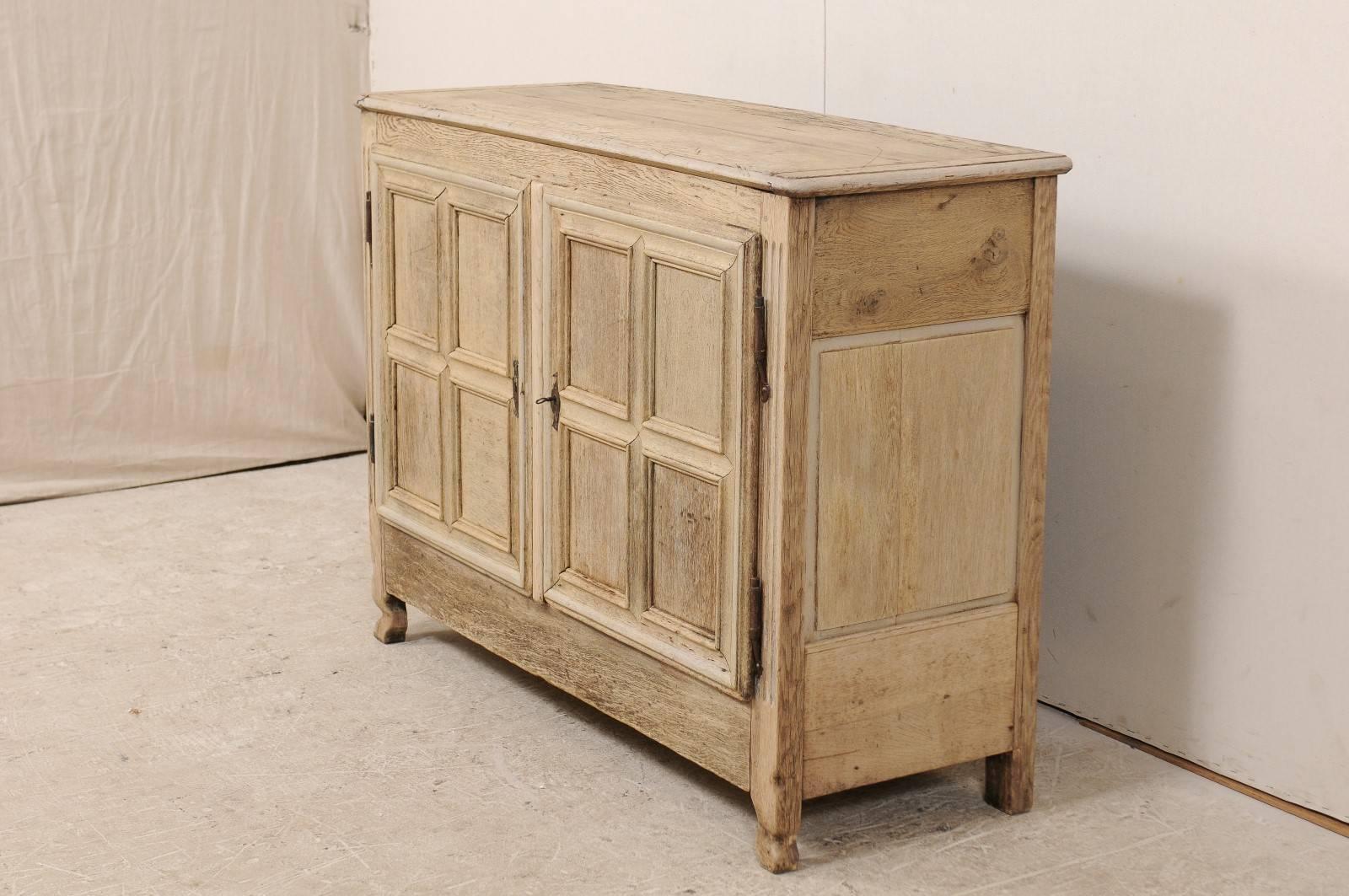 French 18th Century Bleached Oak 2-Door Buffet Cabinet Designed in Clean Lines  In Good Condition In Atlanta, GA