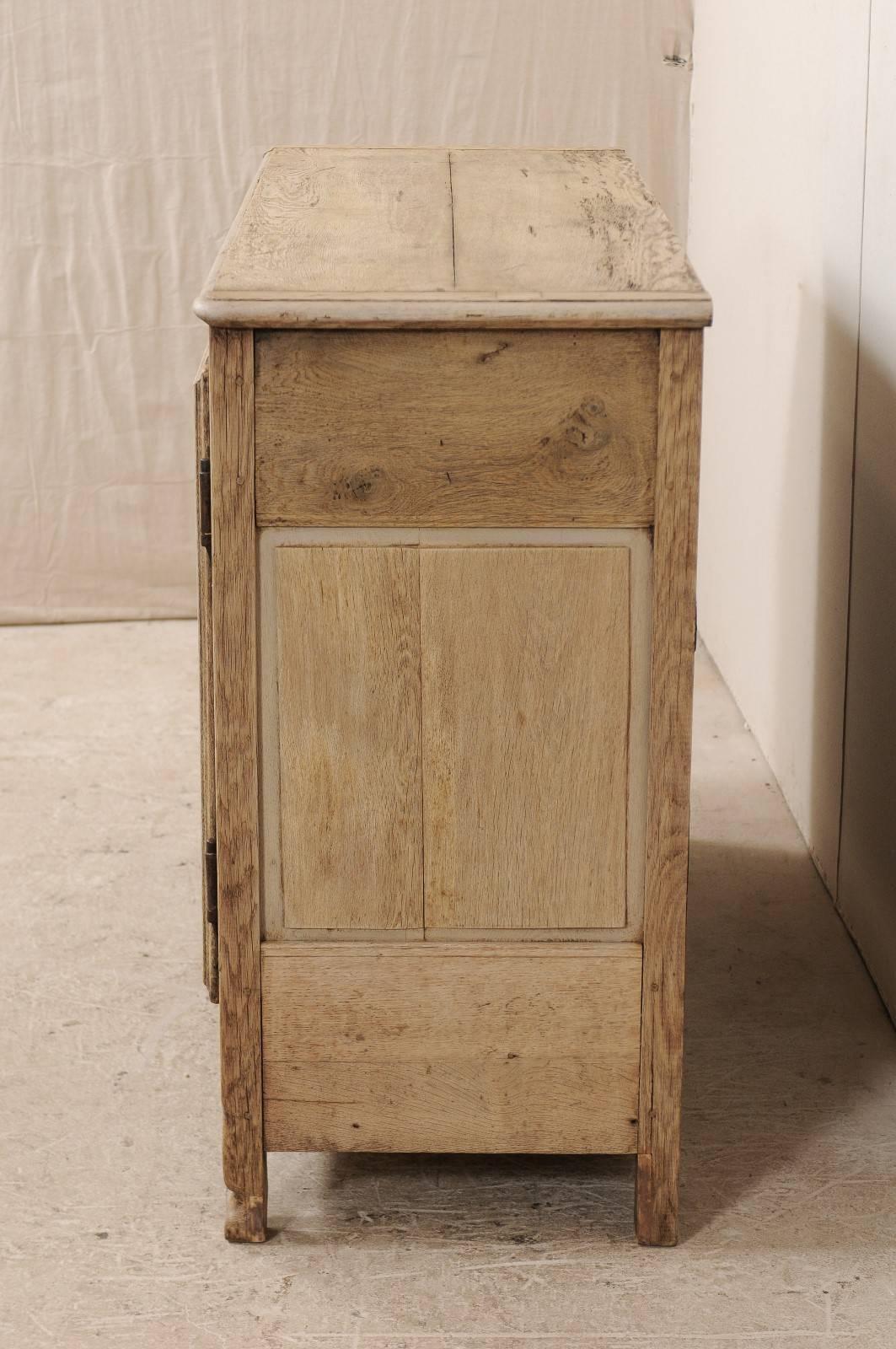 French 18th Century Bleached Oak 2-Door Buffet Cabinet Designed in Clean Lines  1