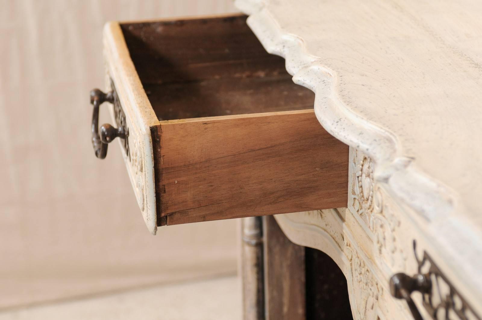 French 19th C. Carved and Painted 2-Door Buffet, Adorn with Beautiful Hardware For Sale 3