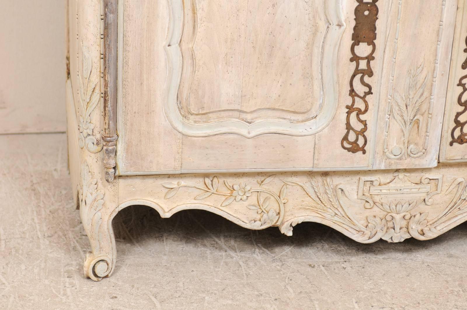 19th Century French 19th C. Carved and Painted 2-Door Buffet, Adorn with Beautiful Hardware For Sale