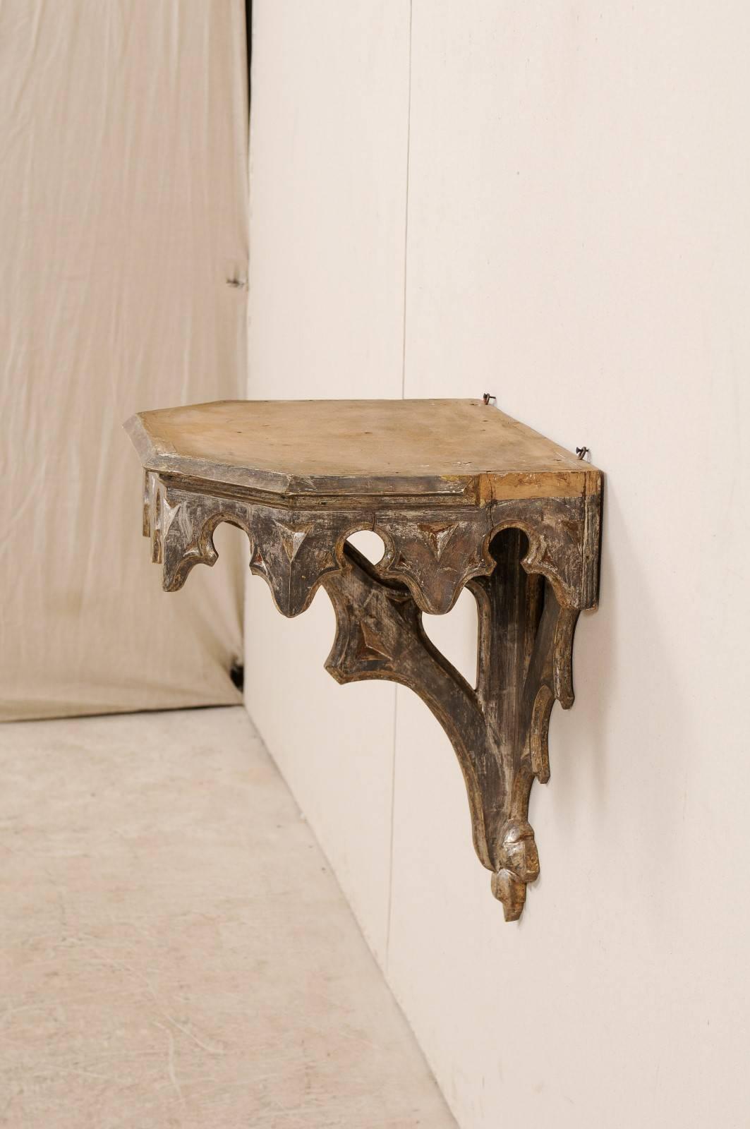 Italian Wall-Mounted Small Table from the Early 19th Century, Metallic Accent In Good Condition In Atlanta, GA