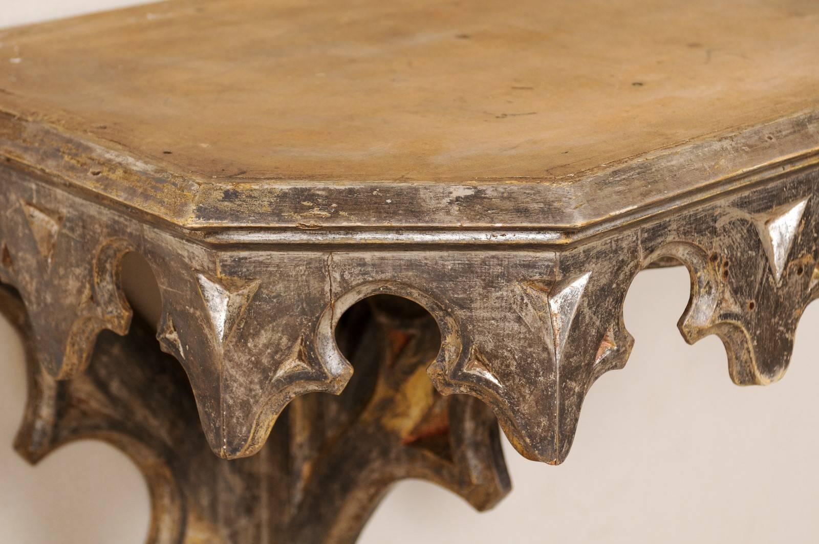 Italian Wall-Mounted Small Table from the Early 19th Century, Metallic Accent 1