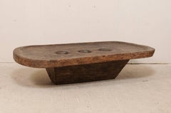 Primitive Naga Hand-Carved Wood Rustic Grinding Table from Nagaland, India