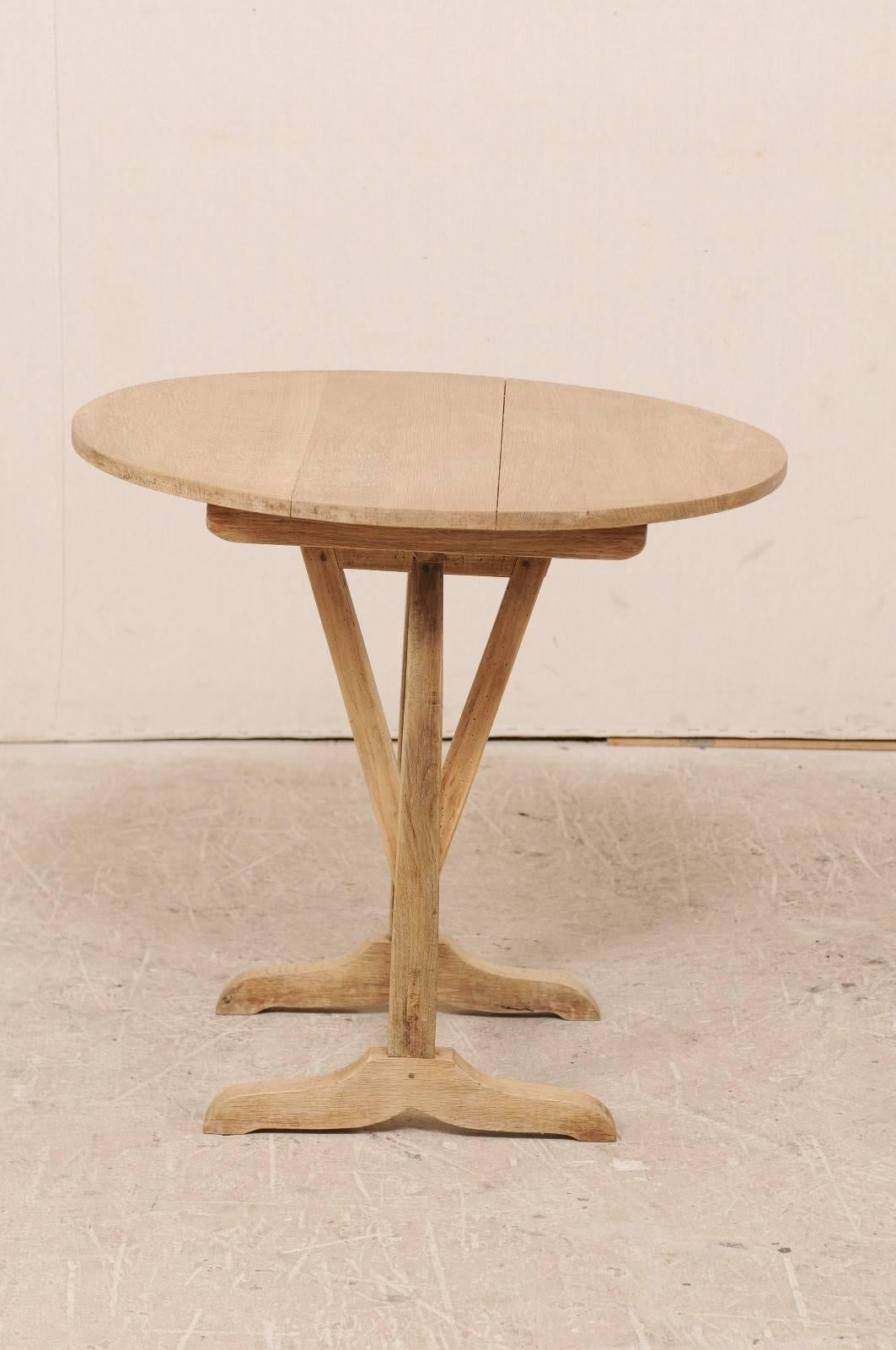 French 20th Century Round Wine Tasting Table with Pale Bleached Wood Finish 3