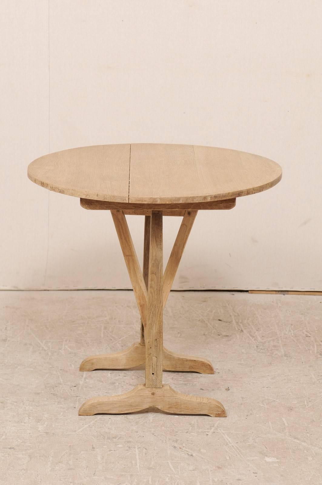 French 20th Century Round Wine Tasting Table with Pale Bleached Wood Finish 4