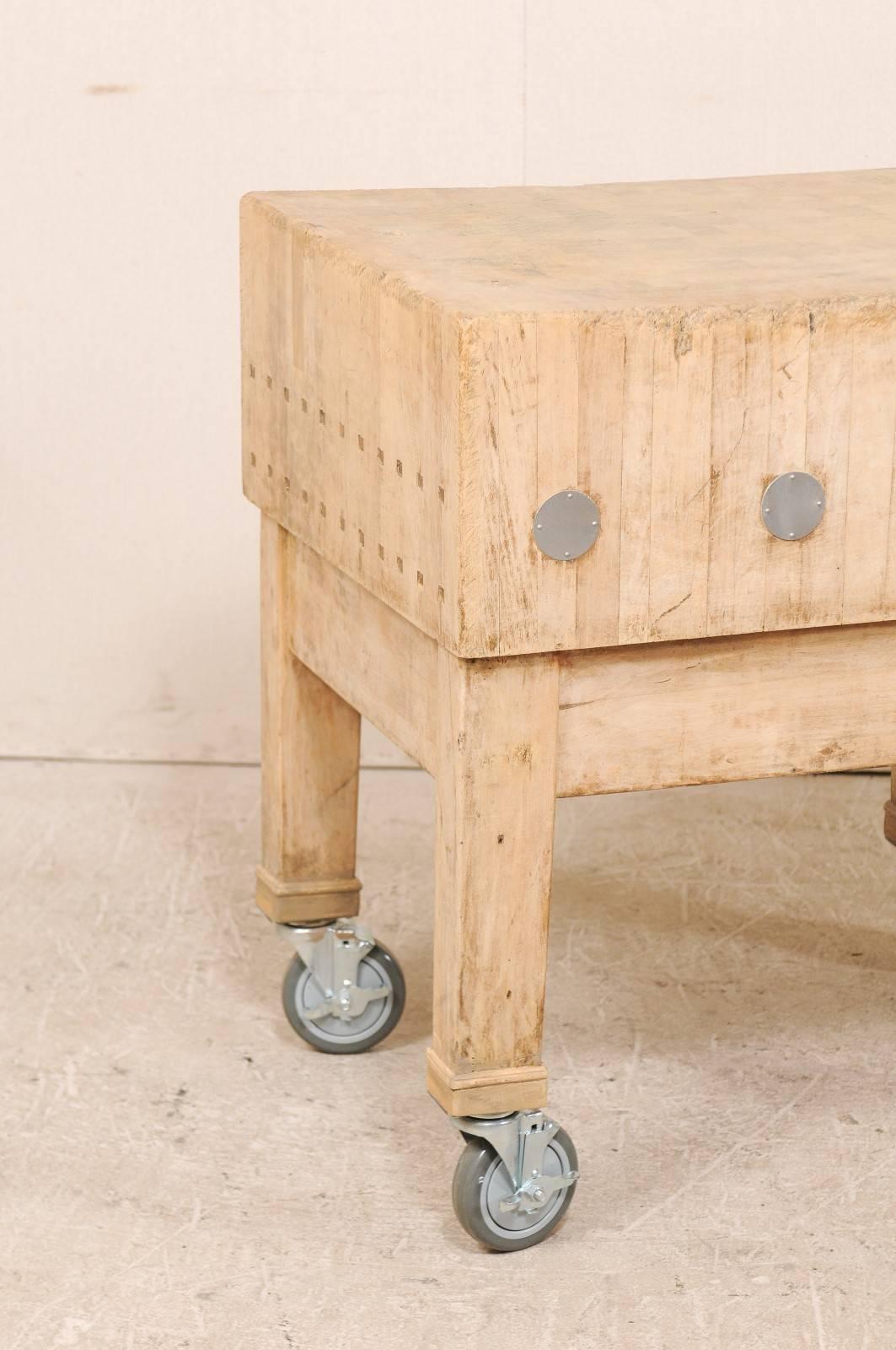 butcher block table on wheels