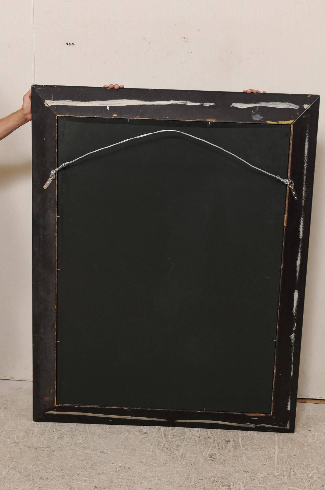 5.75 Ft Tall Rectangular Mirror Accentuated w/ Black & Antiqued Glass Surround  2