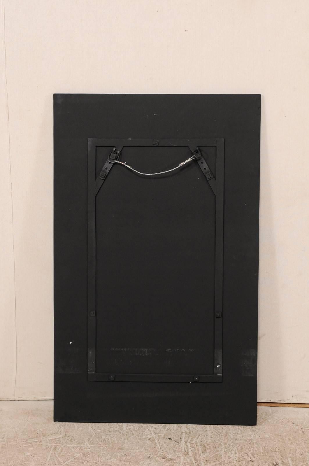 Elegant Vintage Black Rectangular Wall Mirror with Bullseye Pattern Border 1