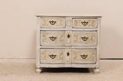 French Early 19th Century Scalloped Front & Ornately Carved Chest of Drawers