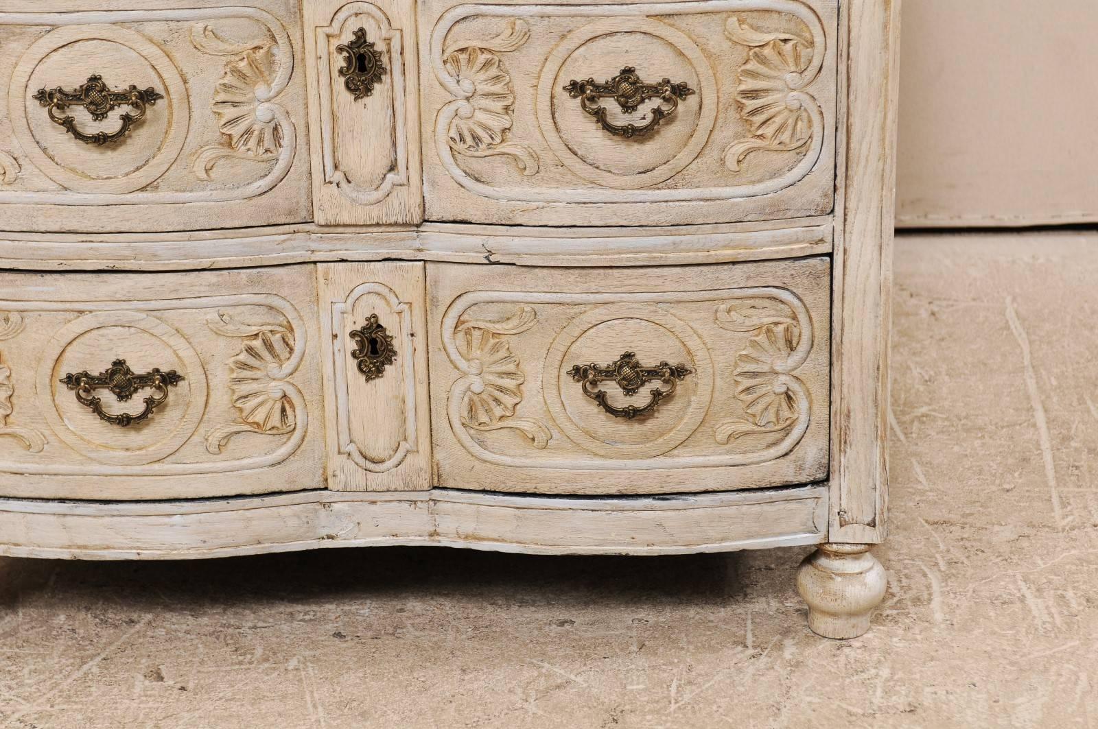 Wood French Early 19th Century Scalloped Front & Ornately Carved Chest of Drawers