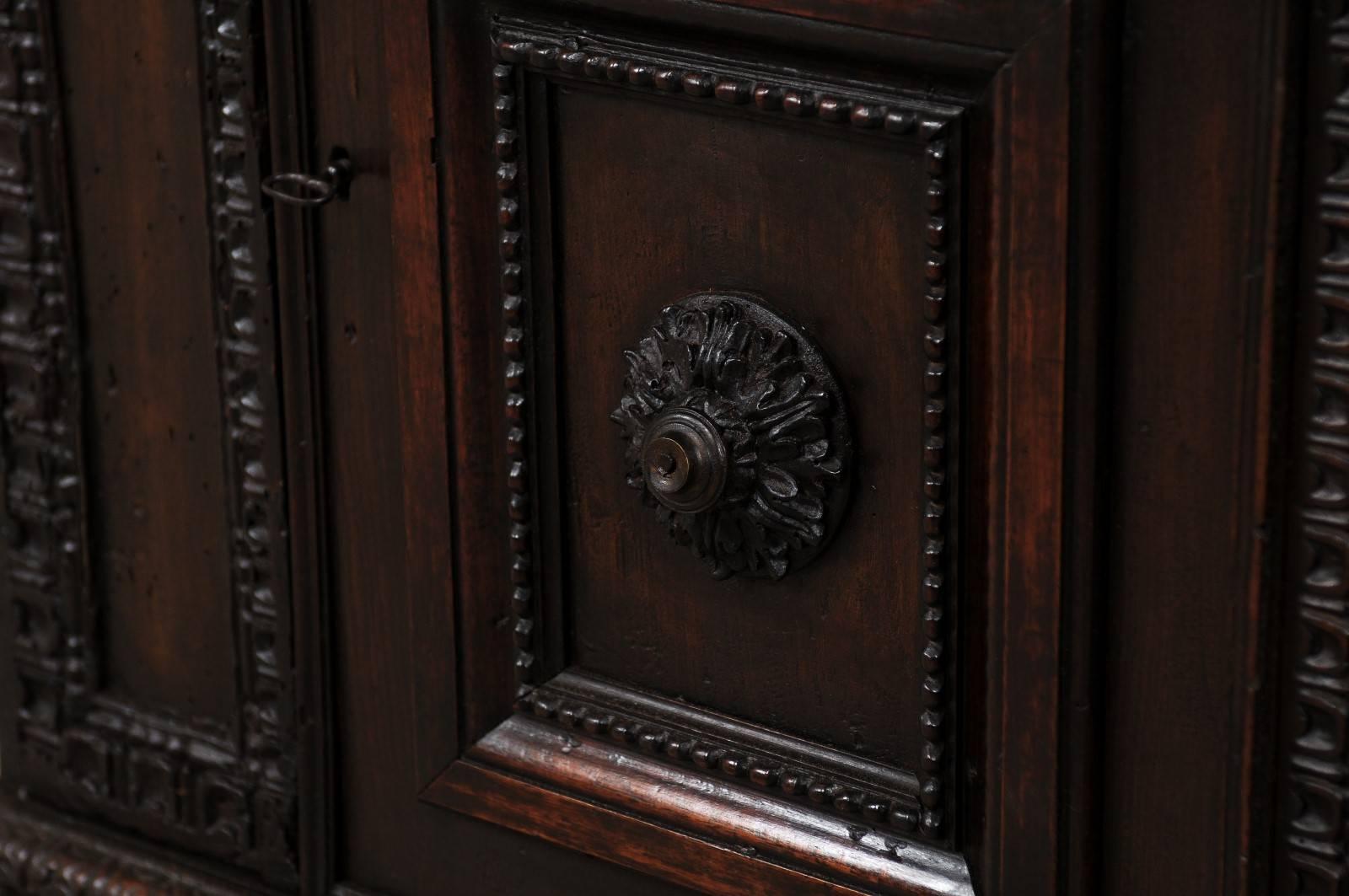 Early 18th Century Italian Smaller-Sized Cabinet, Richly Carved, w/Top Lift Door For Sale 5