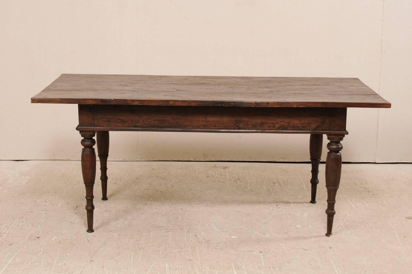Brazilian Table from the Early 20th Century of Rich Brown Wood with Two Drawers 4