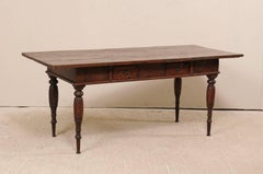 Brazilian Table from the Early 20th Century of Rich Brown Wood with Two Drawers