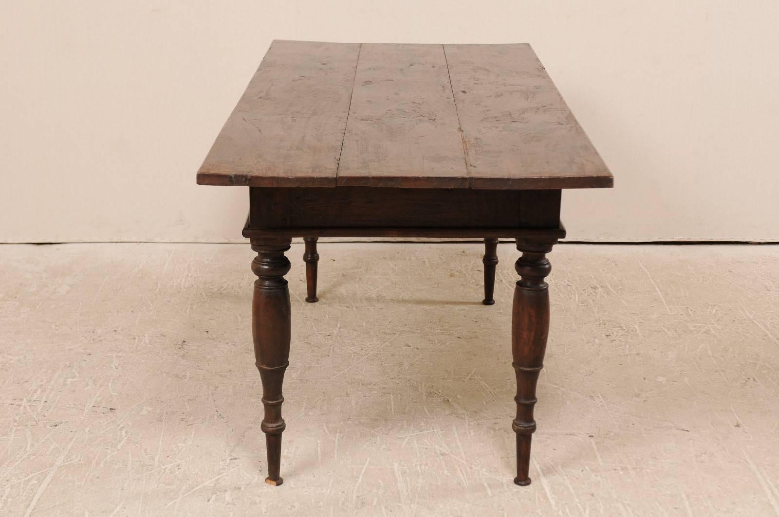 Brazilian Table from the Early 20th Century of Rich Brown Wood with Two Drawers 3