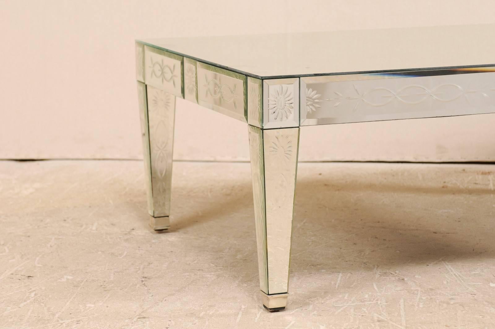 venetian mirrored coffee table