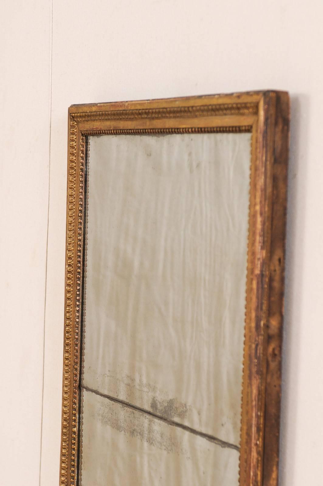 French Early 19th Century Tall Wall Mirror with Lovely and Simple Beading In Good Condition In Atlanta, GA