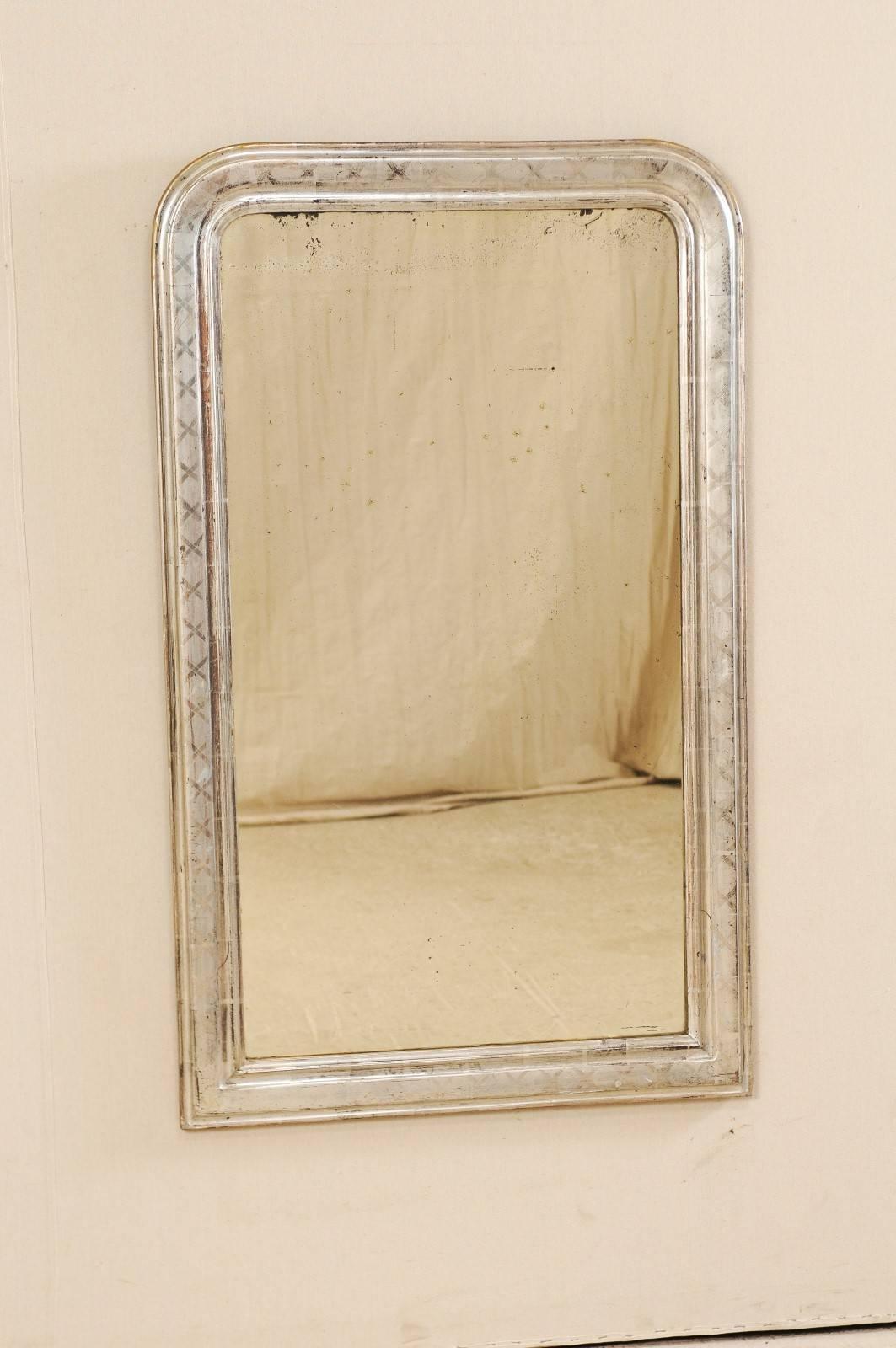 French Louis Philippe Style Silver Gilt Mirror from the Late 19th Century 1