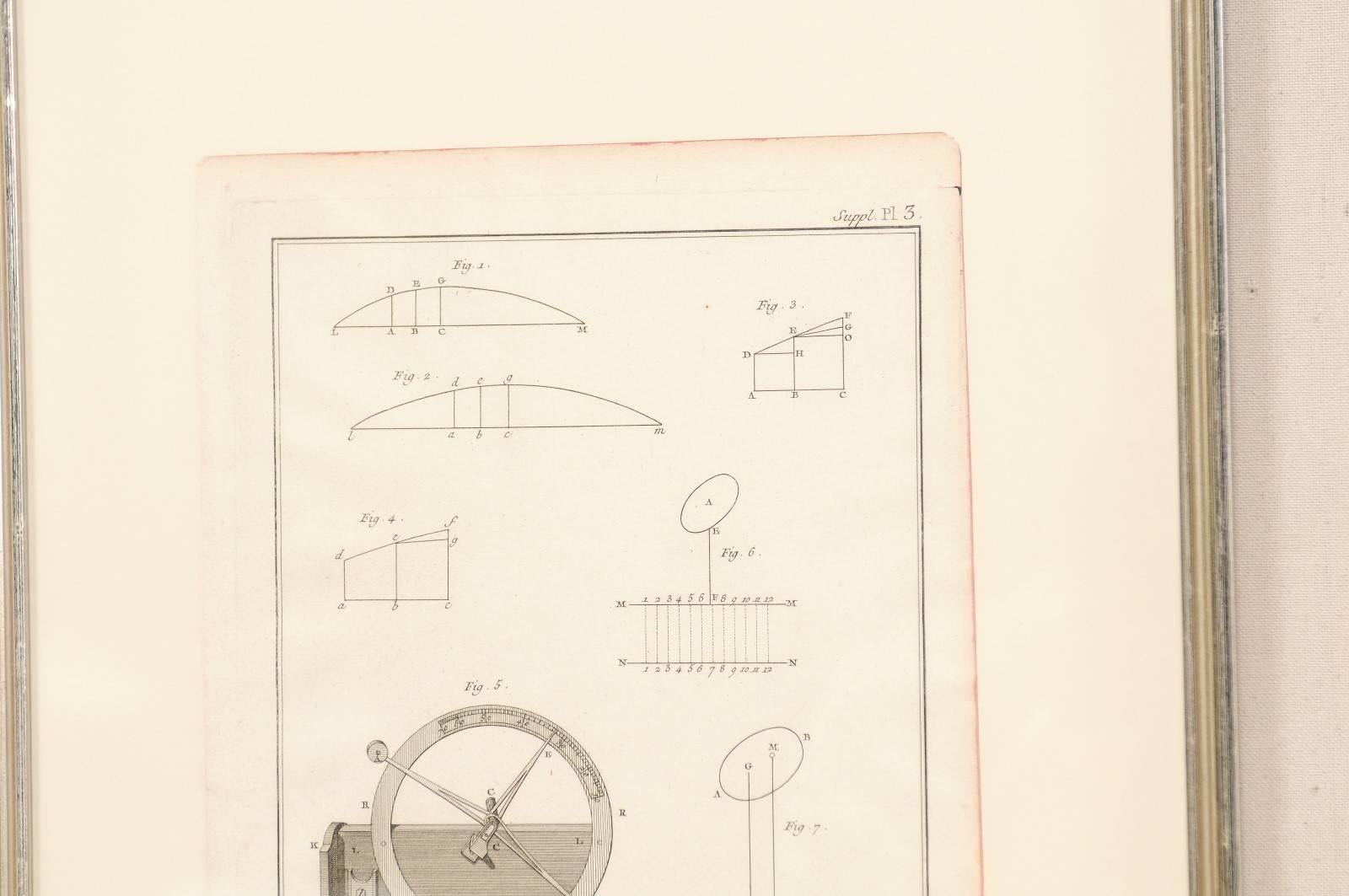 Pair of Mechanical and Geometrical French, 18th Century Framed Renderings 1