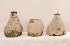 Set of Three French Mid-20th Century Bee-Hive or Skeps of Handwoven Cane and Mud