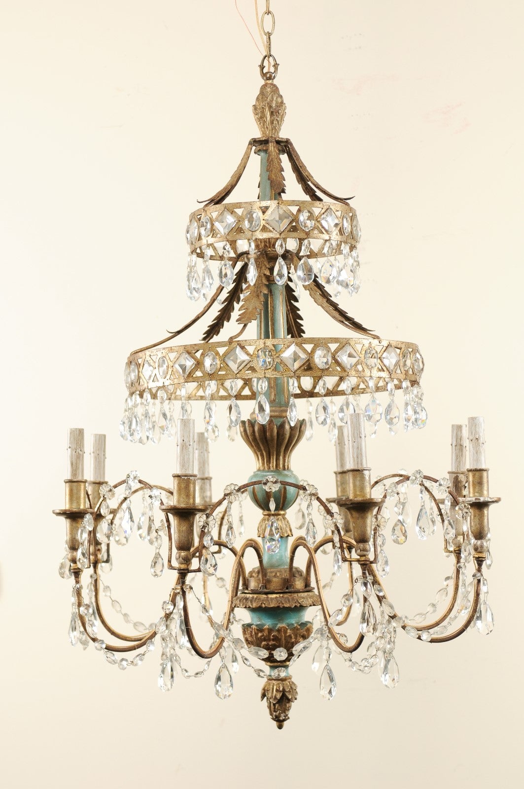 Teal accented Marie Therese five arm Chandelier | Ceiling Teal accented Marie Therese five arm Chandelier | Ceiling