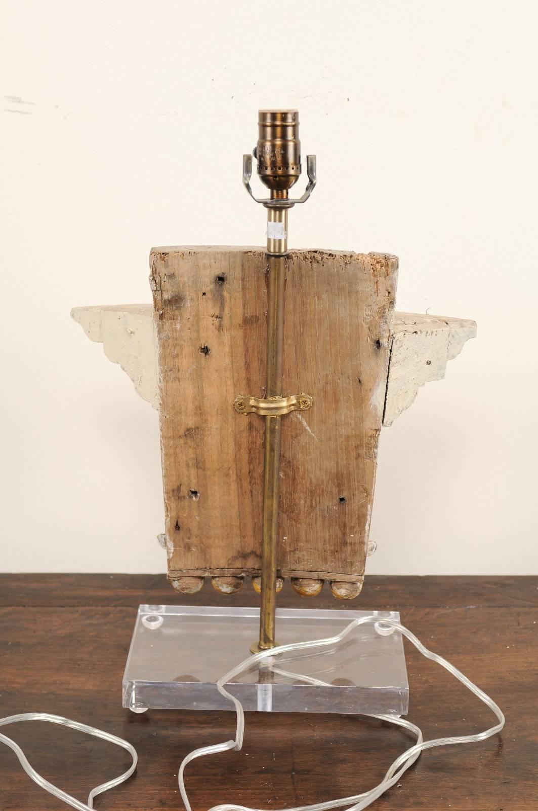 19th Century Italian Fragment Table Lamp in Painted Cream with Gilt Accents For Sale 3