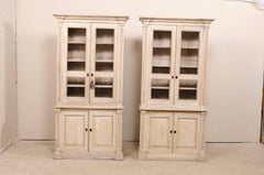 Pair of 19th Century Tall Painted Wood Cabinets with Wire on the Cabinet Doors