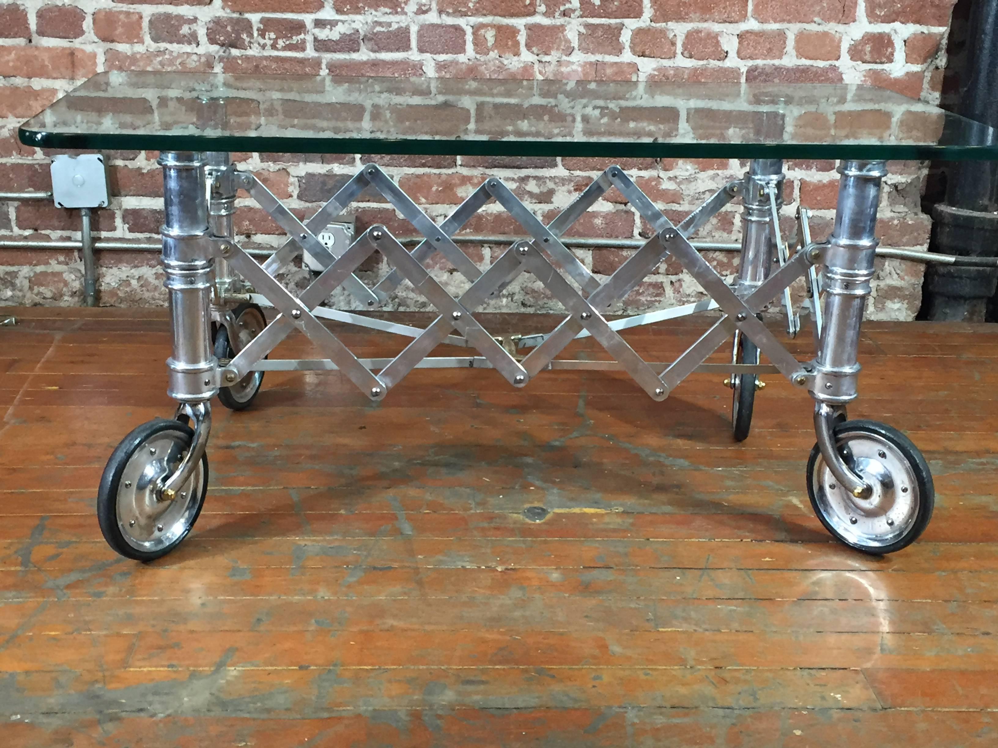 Antique casket stand reimagined as a decorative and unusual cocktail table. This beauty is bound to get the conversation rolling.