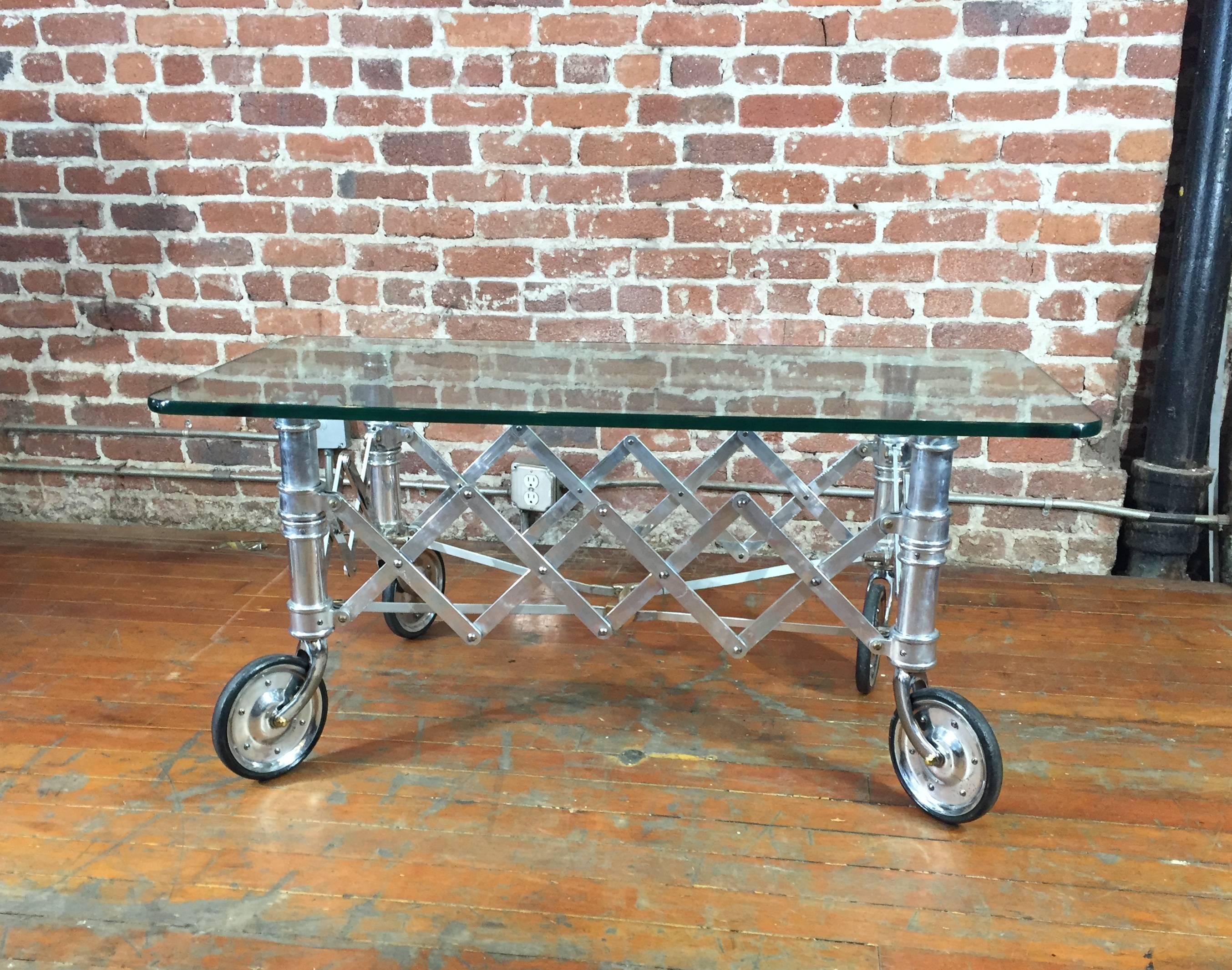 Polished Steel Coffee Table For Sale 1