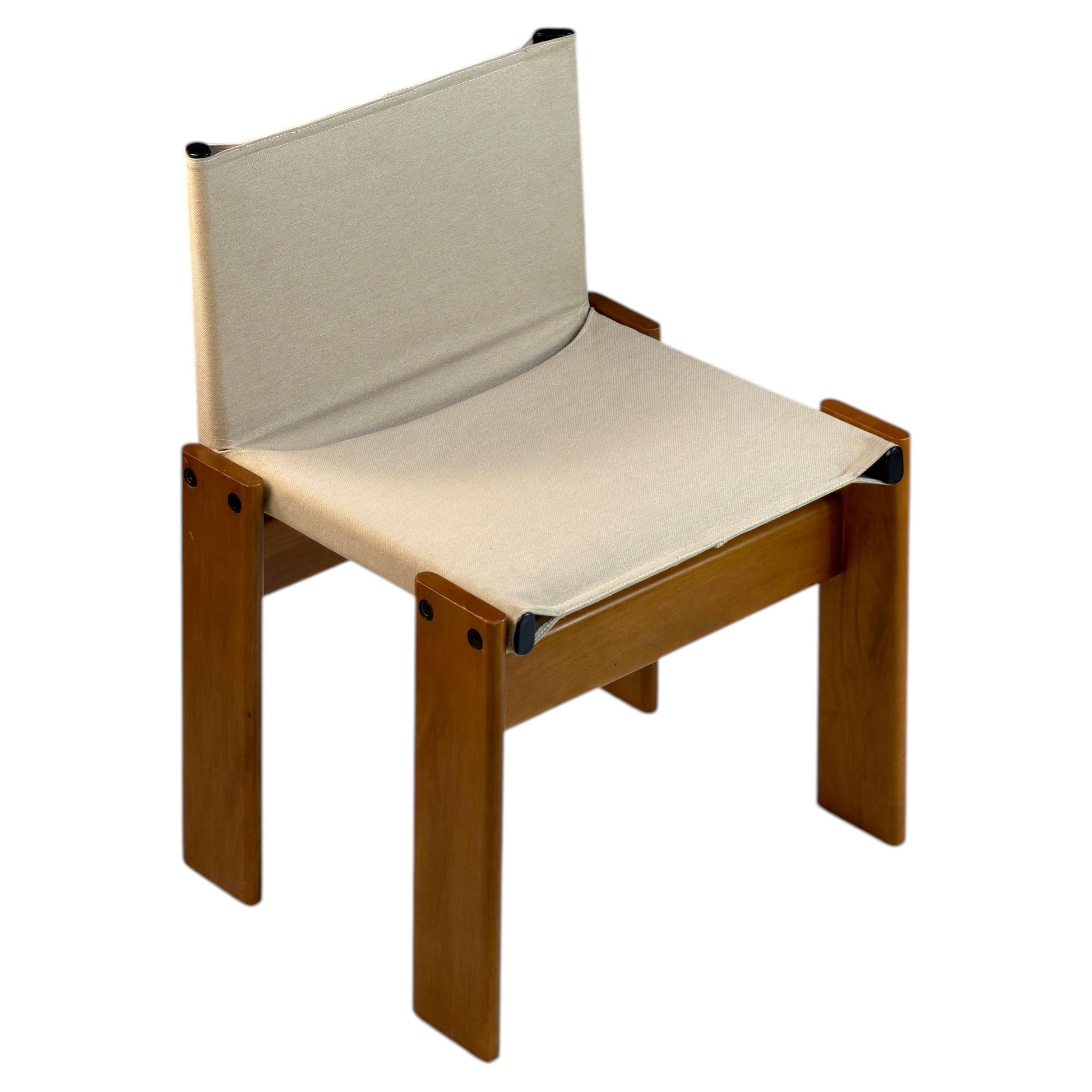 „Monk“-Stuhl aus Walnussholz und Segeltuch von Afra & Tobia Scarpa für Molteni, Italien, 1970er Jahre im Angebot