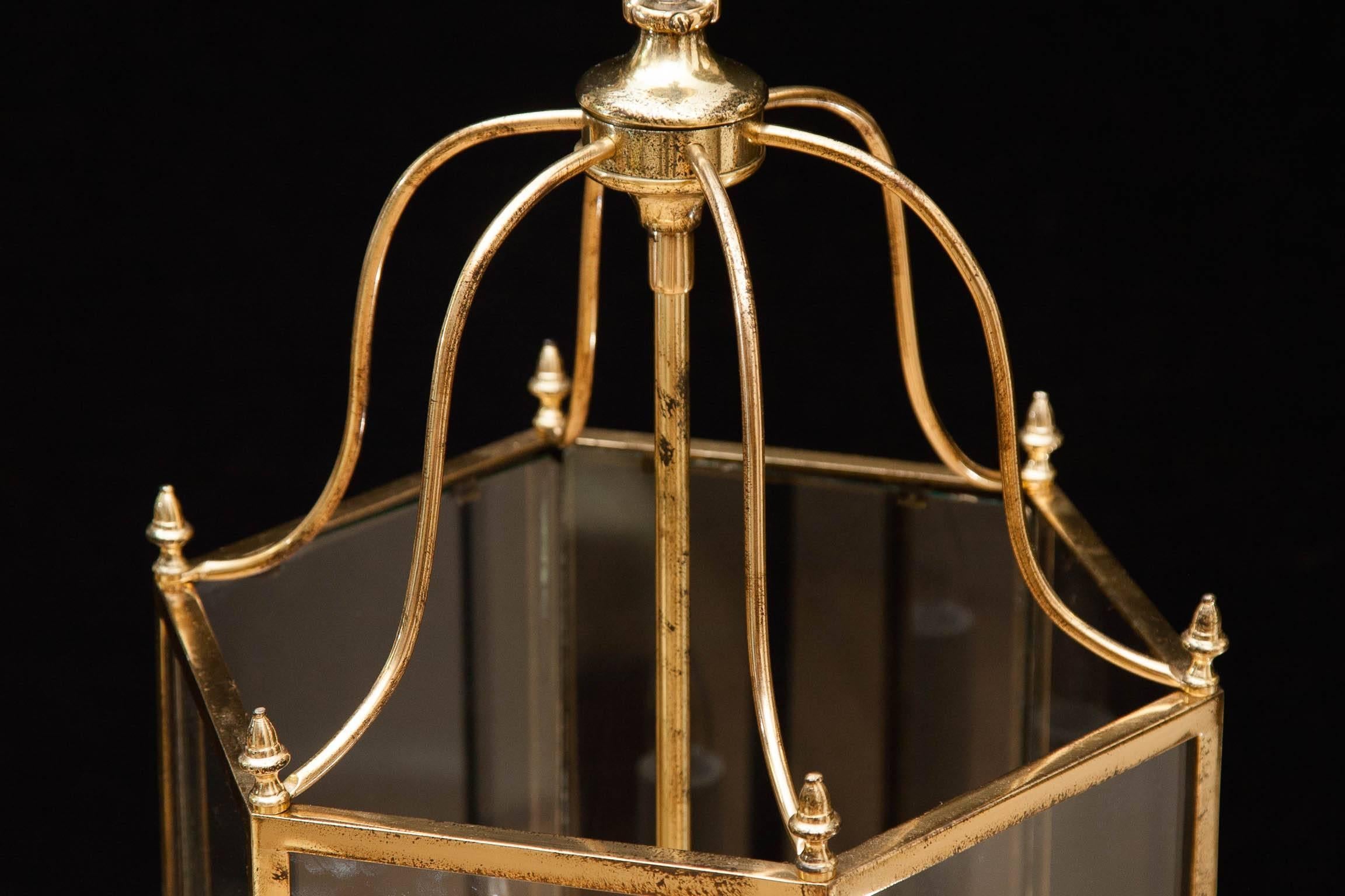 Early 19th Century Small English Hexagonal Brass Lantern 4