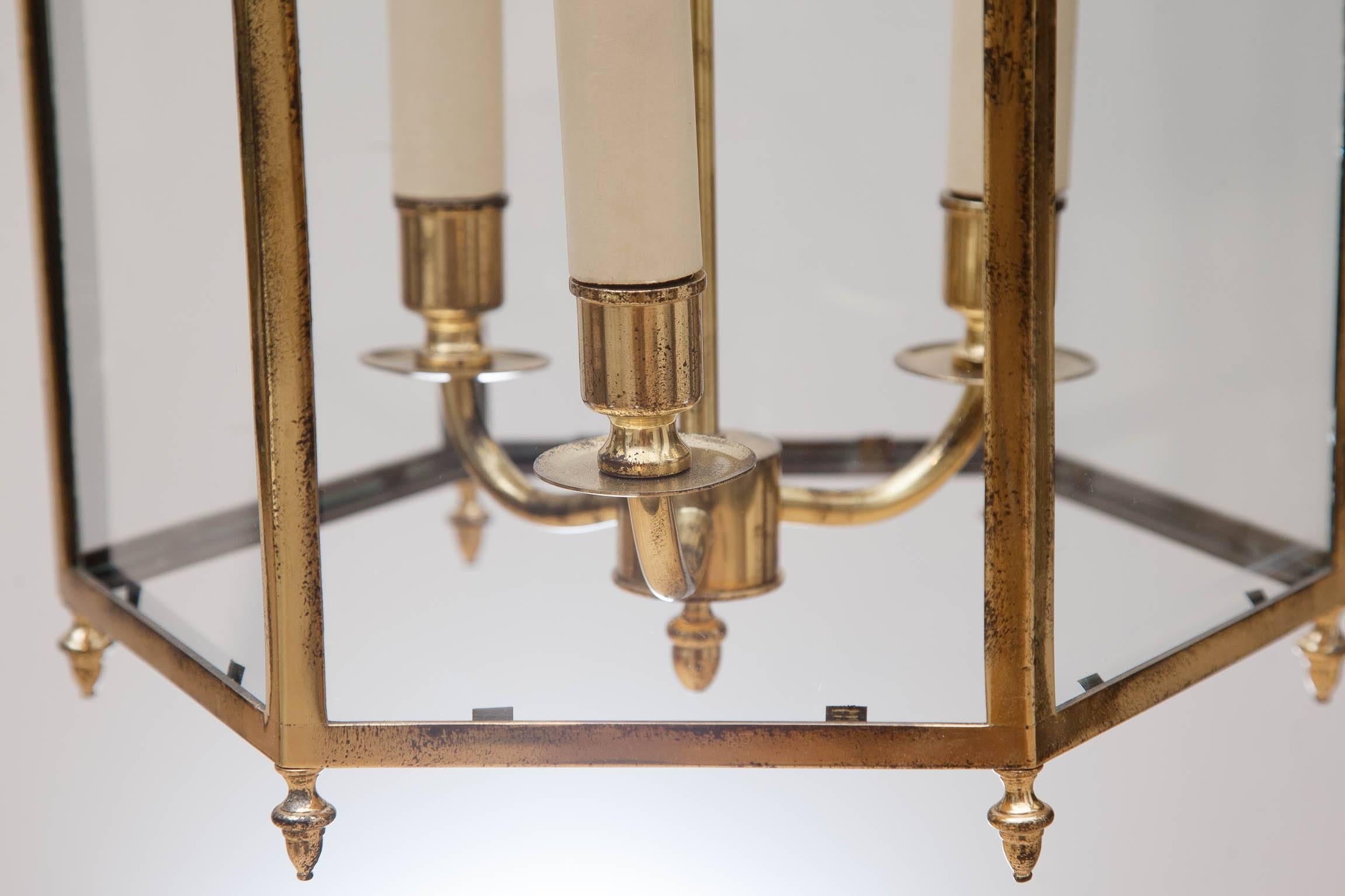 Early 19th Century Small English Hexagonal Brass Lantern In Good Condition In London, GB