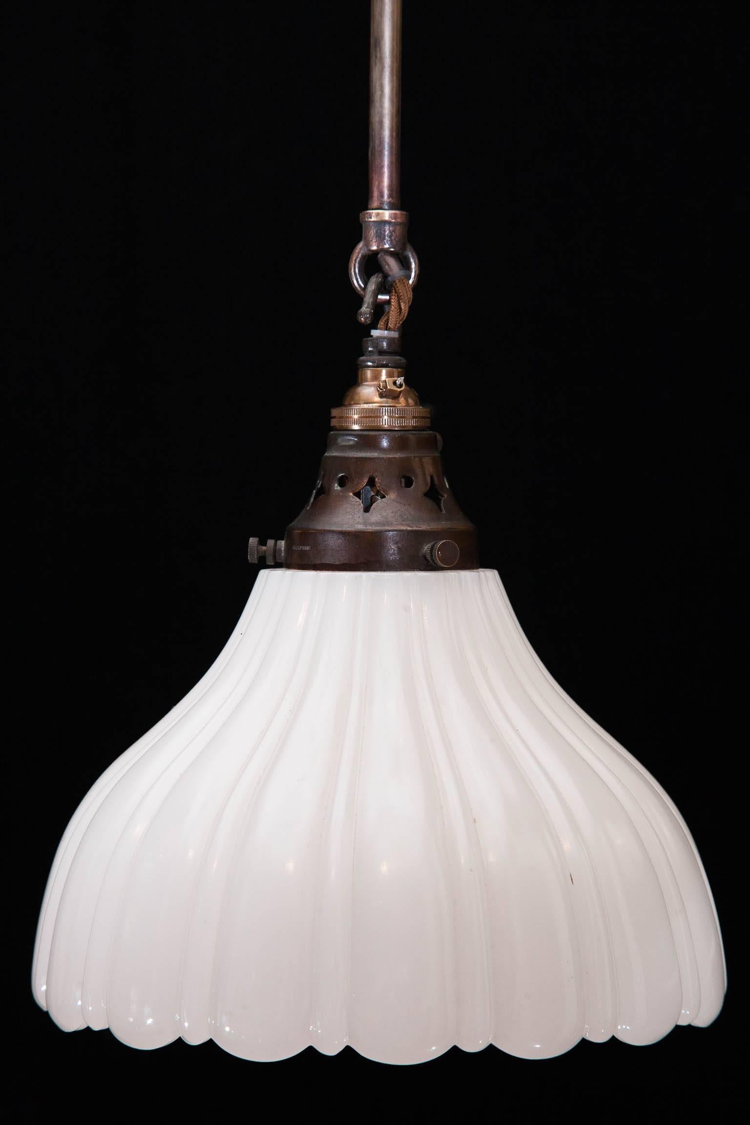 English Milk Glass Shade Hanging Light, Late 19th Century For Sale 2