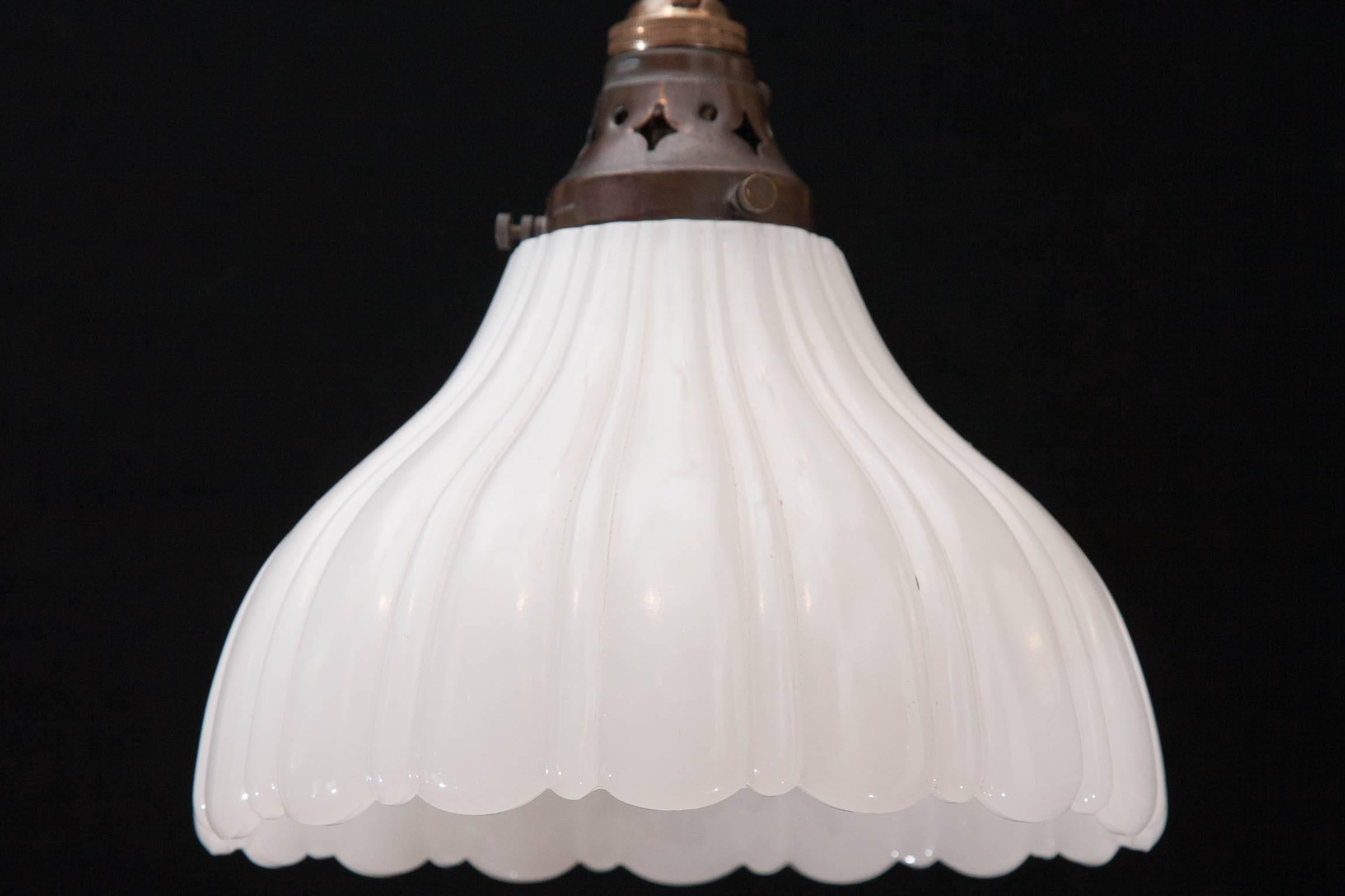 English Milk Glass Shade Hanging Light, Late 19th Century For Sale 3