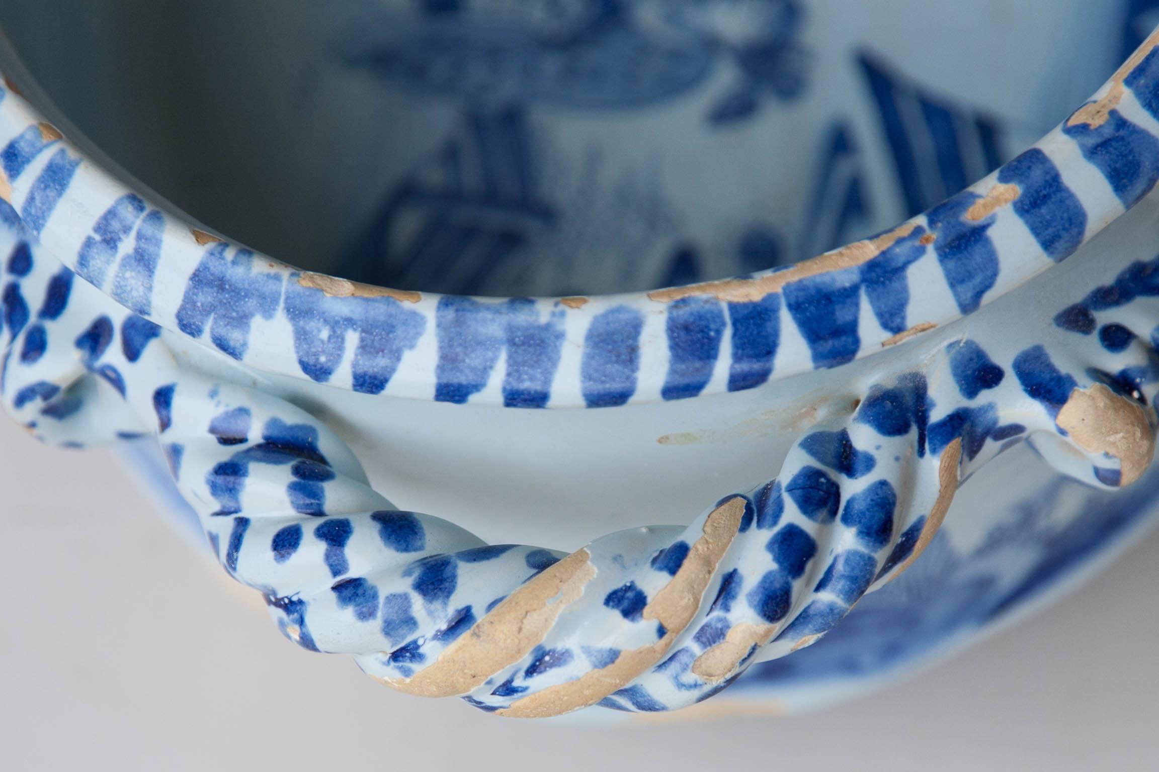 A Rare Nevers Faience Two Handled Chinoiserie Jardiniere 3