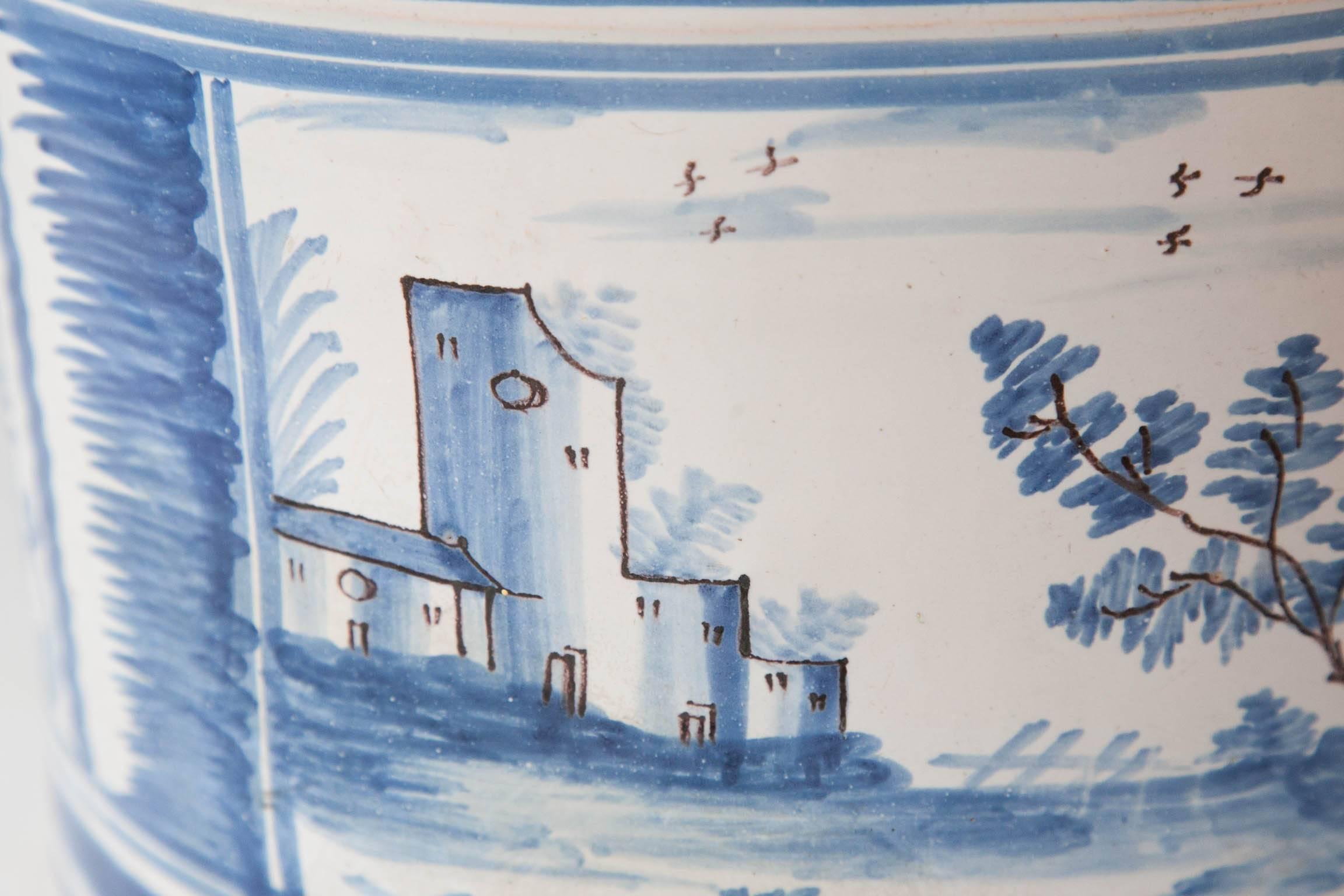 Late 18th Century Blue & White Faience Orange Pot From Nevers 2