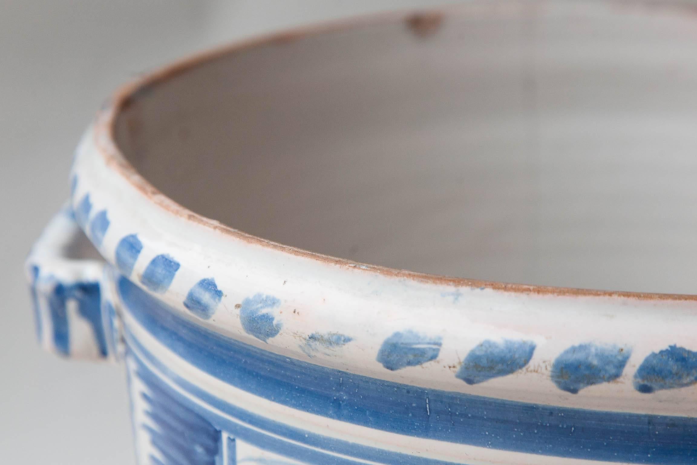 Late 18th Century Blue & White Faience Orange Pot From Nevers 3