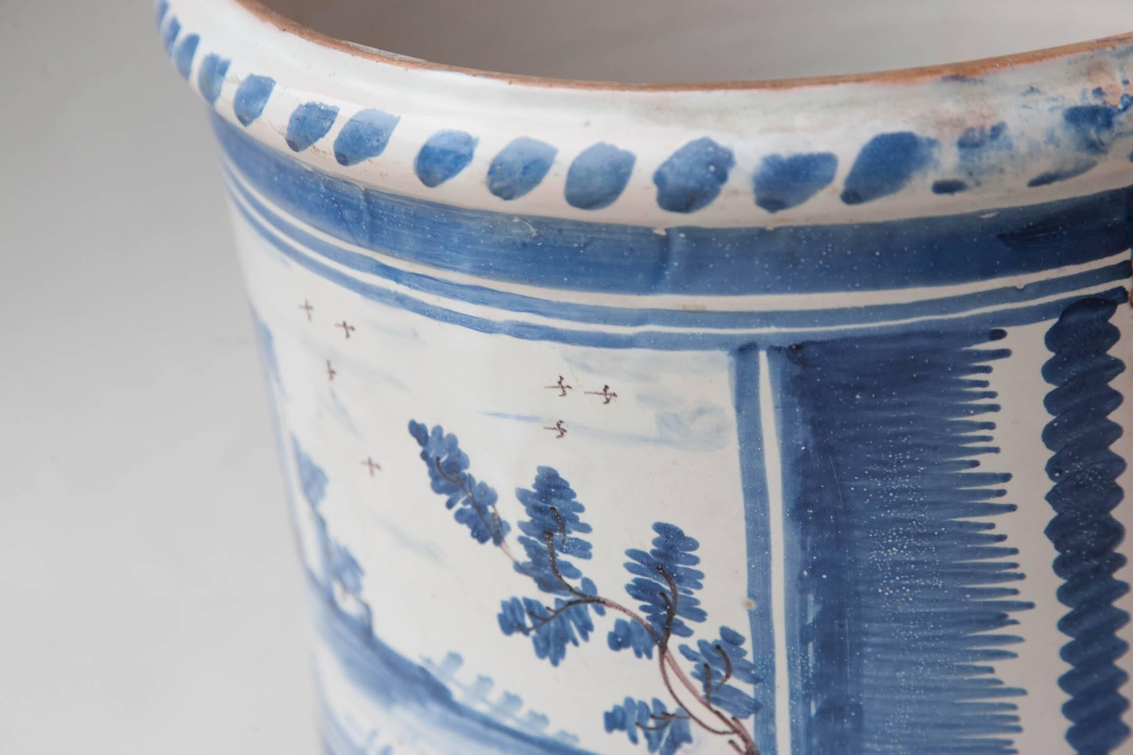 Late 18th Century Blue & White Faience Orange Pot From Nevers 1